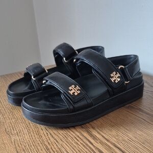 Tory Burch Kira Sport Black Leather Sandals